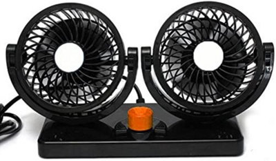 24v Dual Fan For Trucker Car Lorry Caravans 360 Rotation Cool 2 Speed Twin Fan