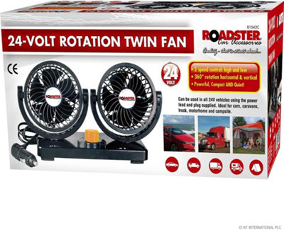 24v Dual Fan For Trucker Car Lorry Caravans 360 Rotation Cool 2 Speed Twin Fan