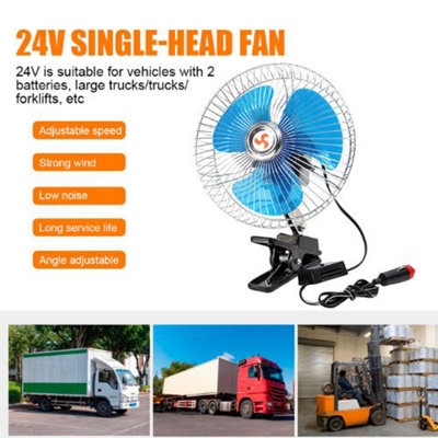 24V Oscillating Car Fan Rotation Mini Electric Auto Fan