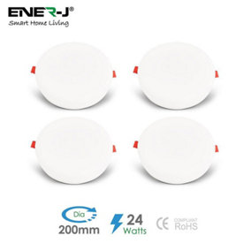 24W Frameless Recessed-Surface Super LED Panel, 200mm, Round, 4000K (Pack of 4)