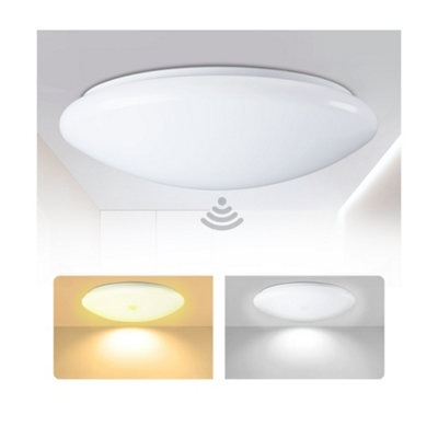 24W LED round Surface Mount Integrated Ceiling Light Flush Light cold white, bathroom waterproof, IP44 + motion sensor