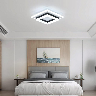 24W Modern Ceiling Lamp, Square LED Ceiling Lights for Bedroom Hallway Office Kitchen Living Room, Cold White 6500K