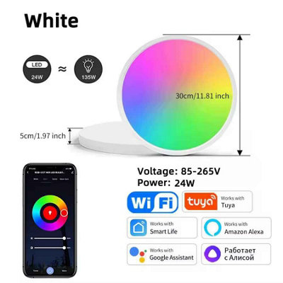 24W Smart RGB LED Ceiling Light WiFi & Bluetooth, Voice Control via ...