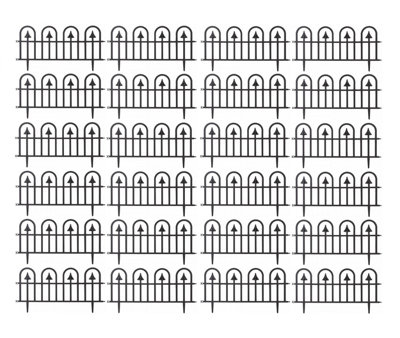 24x Black Scallop Border Edging Fence Interconnecting Flexible Plastic Fencing 60cm