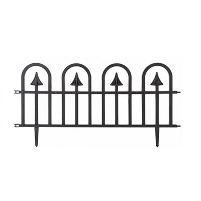 24x Black Scallop Border Edging Fence Interconnecting Flexible Plastic Fencing 60cm - 4