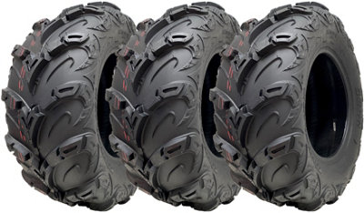 24x10.00-12 ATV Quad Tyres OBOR Mudsling Tubeless Road Legal 267kgs (Set of 3)