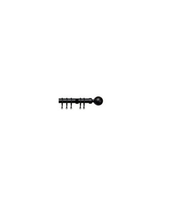 25-28mm   Ball End Metal Curtain Pole Set - Black