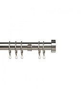 25-28mm  Stud End Metal Curtain Pole Set - Satin Silver