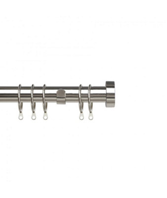 25-28mm  Stud End Metal Curtain Pole Set - Satin Silver
