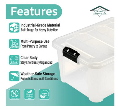 25 litre Pack Of 4 Plastic Storage Boxes Box With Clip Lock Lid Home ...