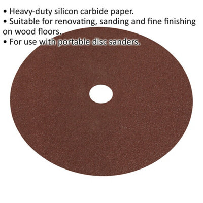 25 PACK 175mm Fibre Backed Sanding Discs - 40 Grit Aluminium Oxide Round Sheet
