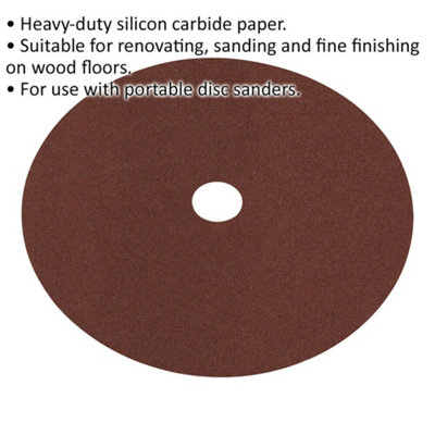 25 PACK 175mm Fibre Backed Sanding Discs - 60 Grit Aluminium Oxide Round Sheet