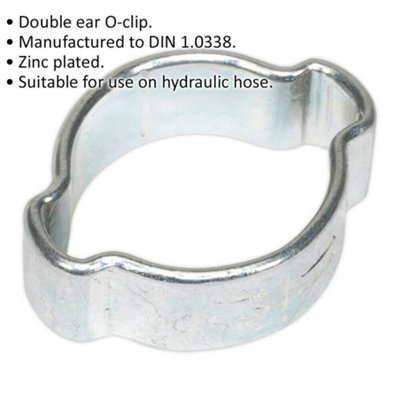 25 PACK Zinc Plated Double Ear O-Clip - 11mm to 13mm Diameter - Hose Pipe Fixing