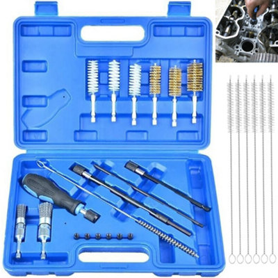 25-Piece Diesel Injector Seat & Port Cleaning Brush Kit with Case