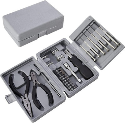 25 Piece Mini Tool Kit Set with Pliers, Side Cutters. Precision Screwdrivers, 9x Bit Assortment and more