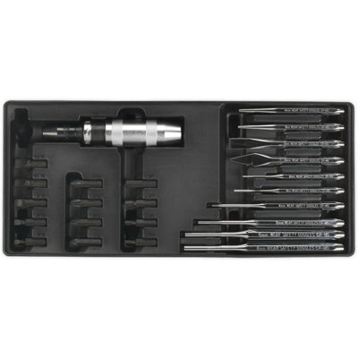 25 Piece Premium Punch and Impact Driver Set with Modular Storage Tray for Efficient Tool Organization