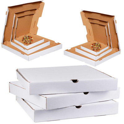 25 x 10" Pizza Boxes Plain White Postal Box Takeaway Style Boxes