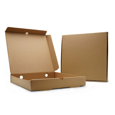 25 x 12" Pizza Boxes Plain Brown Postal Box Takeaway Style Boxes - 3