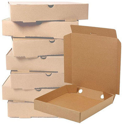 25 x 14" Pizza Boxes Plain Brown Postal Box Takeaway Style Boxes - 3