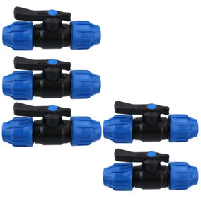 25 x 25mm MDPE Stopcock Hose Joiner Shut-off Underground Disconnect 5 Pack
