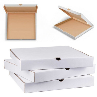 25 x 7" Pizza Boxes Plain White Postal Box Takeaway Style Boxes