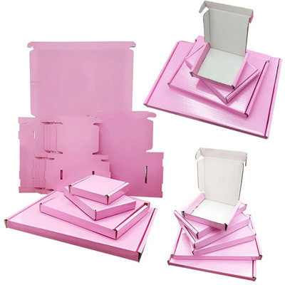 25 x Bright Pink Postal Packing Shipping Die Cut Boxes Mini Size