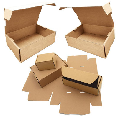 25 x Brown Die Cut Boxes 5 x 4 x 3" (120x100x80mm) Folding Postal Shipping Cartons