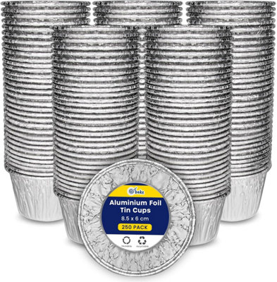 250 Pack Reusable Foil Cupcake Cases 200ml - Aluminium Foil Tin Cups for Airfryer