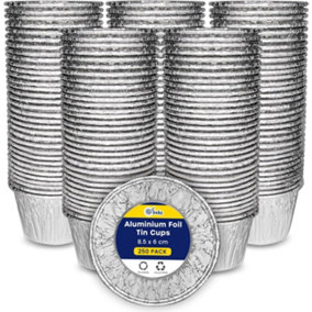 250 Pack Reusable Foil Cupcake Cases 200ml - Aluminium Foil Tin Cups for Airfryer