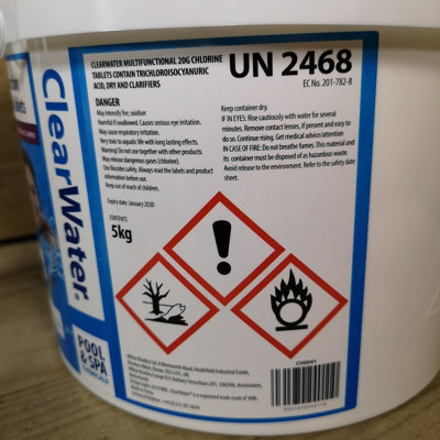 250 x 20g (5kg) Clearwater CH0041 4-in-1 Chlorine Tablets for Pools and ...