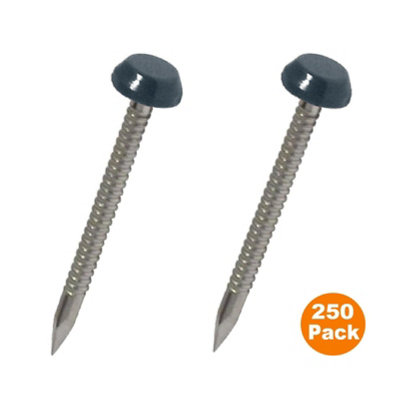 250 x Anthracite Grey UPVC 30mm Poly Top Pins Plastic Headed Fascia Fixings