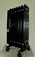 2500w 11 Fin Portable Oil Filled Radiator Heater Electric Adjustable Thermostat Black