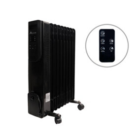 2500W Oil Filled Radiator 11 Fin Portable Heater With Timer Remote Control