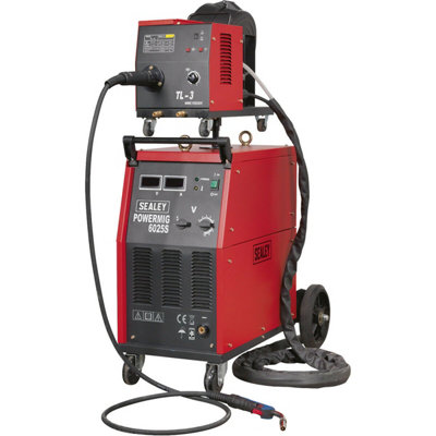 250A Mig Welder with Non-Live Euro Torch - Portable Wire Drive - 415V 3ph Supply