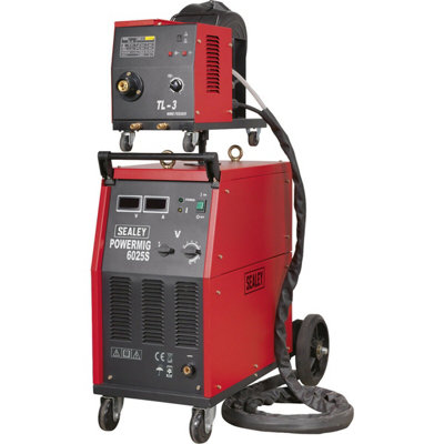 250A Mig Welder with Non-Live Euro Torch - Portable Wire Drive - 415V 3ph Supply
