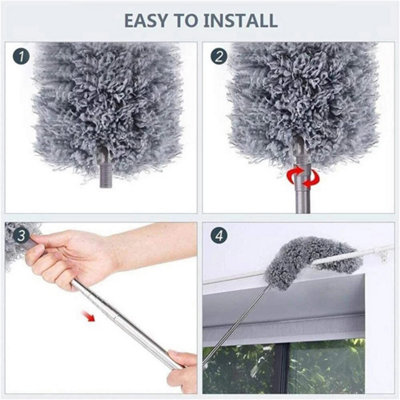 250cm Extendable Feather Duster Telescopic Magic Dust Brush Long Reach ...