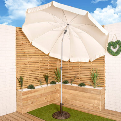 250cm Extending Parasol Umbrella with Tilt Action in Cream for Garden or Patio