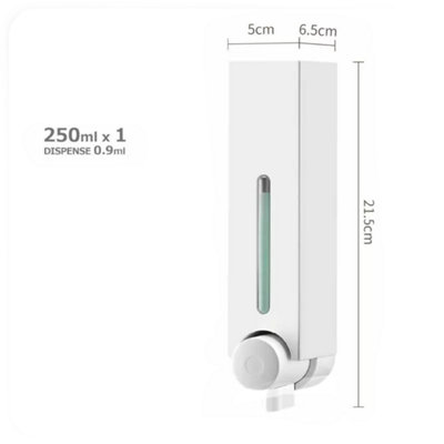 250ml White Single Wall Mounted Shower Soap Dispenser
