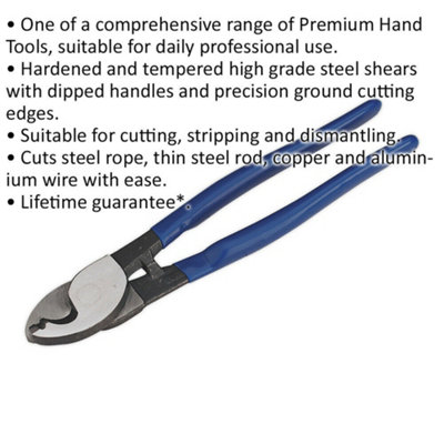 250mm Cable Shears - Cutting Stripping & Dismantling Cables - High Grade Steel