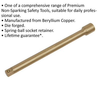 250mm Non-Sparking Extension Bar with Spring Ball Socket Retainer for 1/2" Drive