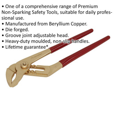 250mm Non-Sparking Water Pump Pliers with Adjustable Groove Joint Head
