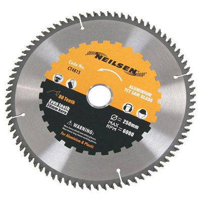 250mm TCT Circular Saw Blade - Aluminium, Brass, Copper. Plastic & More (CT4815)