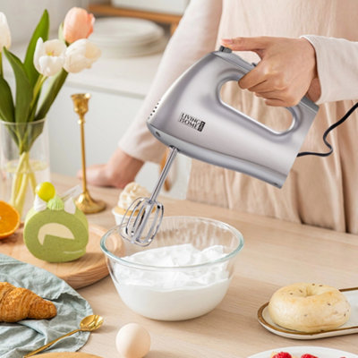 250W 5-Speed Electric Handheld Egg Beater Household Kitchen Mixer,Sliver