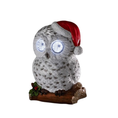 25cm Battery Operated Outdoor Blinkin' Snowy Christmas Owl with