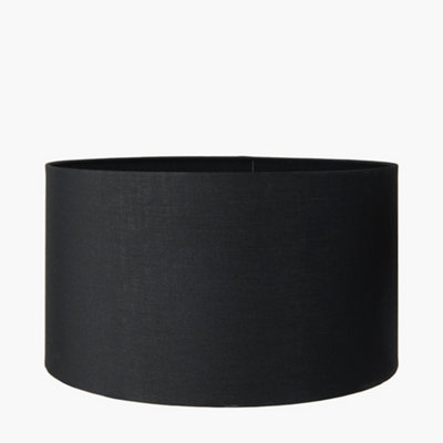 25cm Black Poly Cotton Drum  Lampshade Cylinder Table Lamp Shades