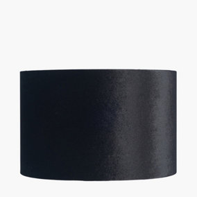 25cm Black Velvet Cylinder Lampshade For Table Lamps