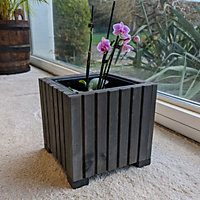 25cm Cube Wooden Windowsill Planter - Grey