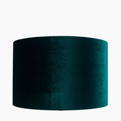 25cm Forest Green Velvet Cylinder Table Lampshade Art Deco