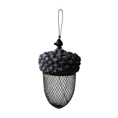 25cm Hanging Acorn Wild Bird Feeder with Pewter Finish