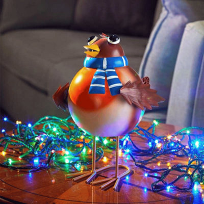 25cm Large Wobbling Rocking Hand Painted Christmas Robin Decoration